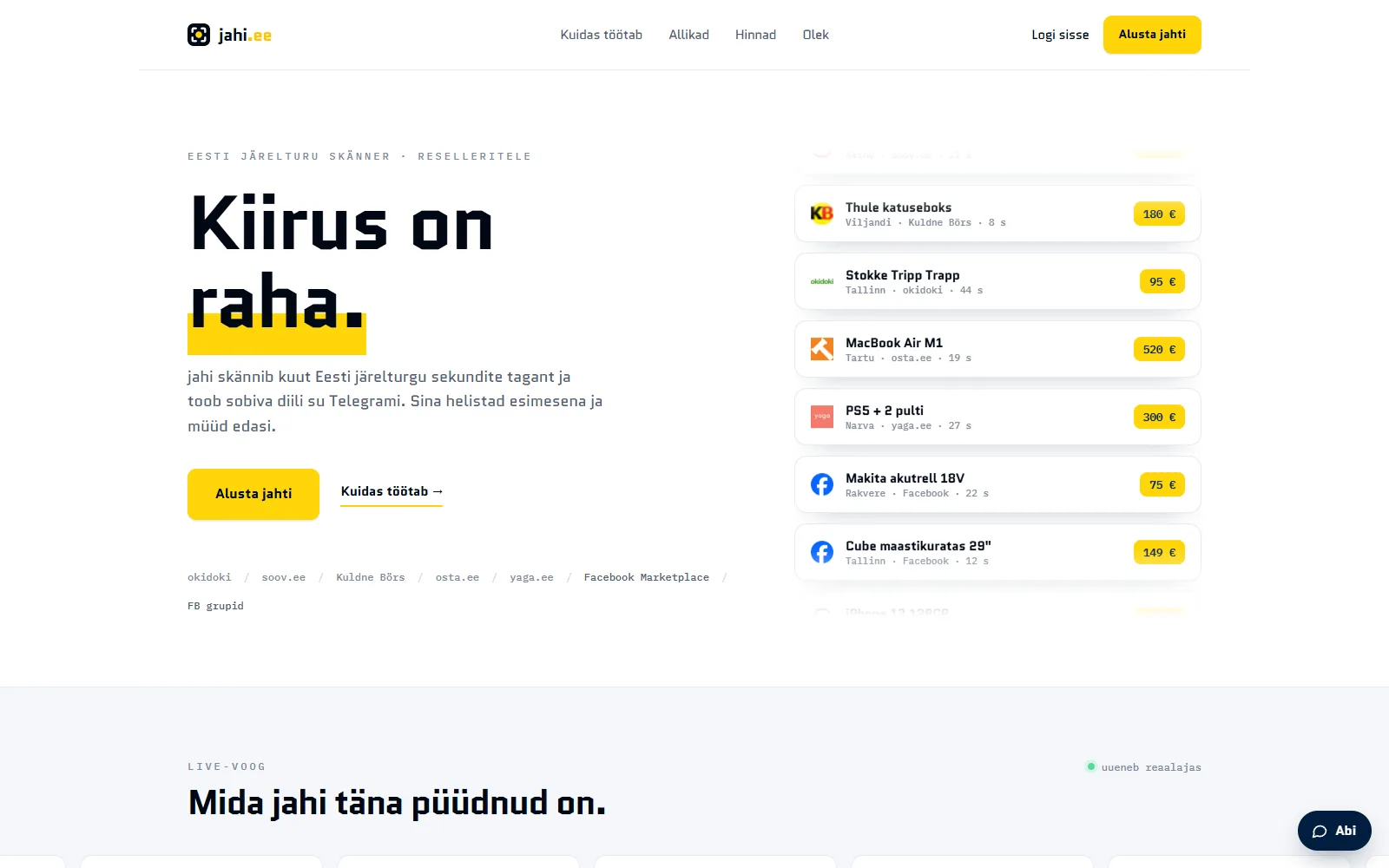 Jahi.ee veebilehe ekraanitõmmis
