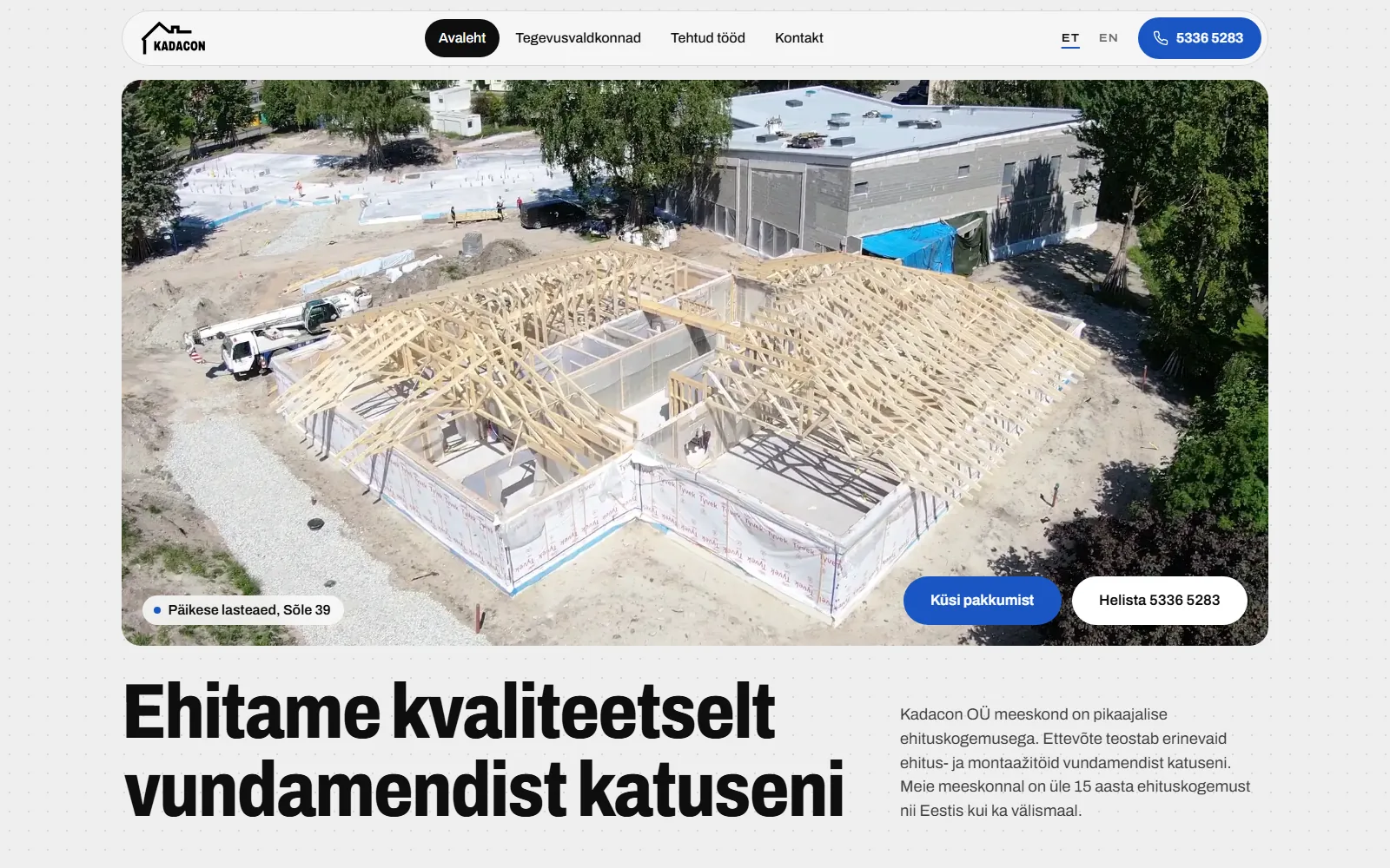 Kadacon.ee veebilehe ekraanitõmmis