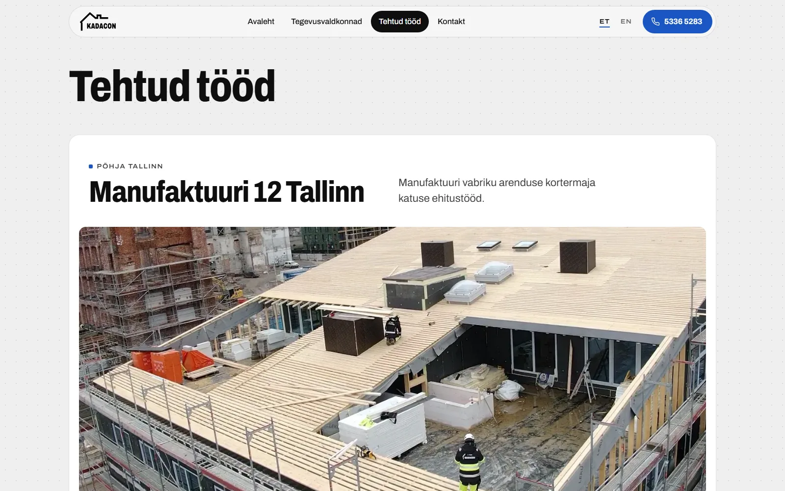 Tehtud tööd: iga objekt oma fotode ja kirjeldusega